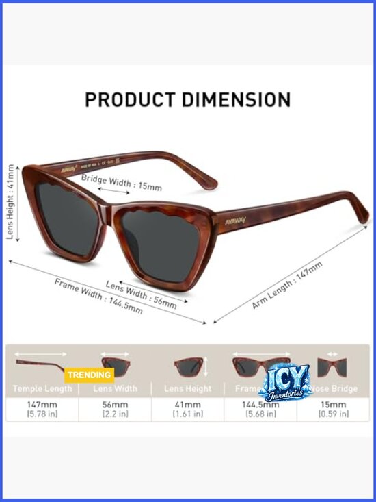 Womens Cat Eye Sunglasses Polarized - Clear Acetate Frame UV Protection Sun main image 4